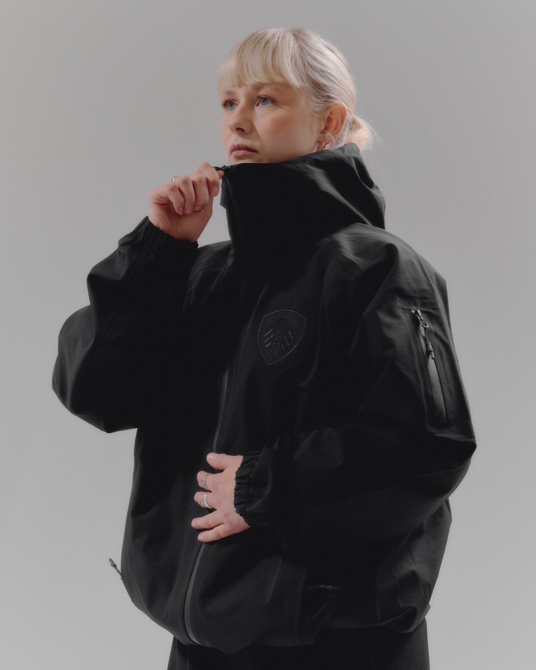 AOF Leeds United Shell Jacket | Black Coat | Art of Football