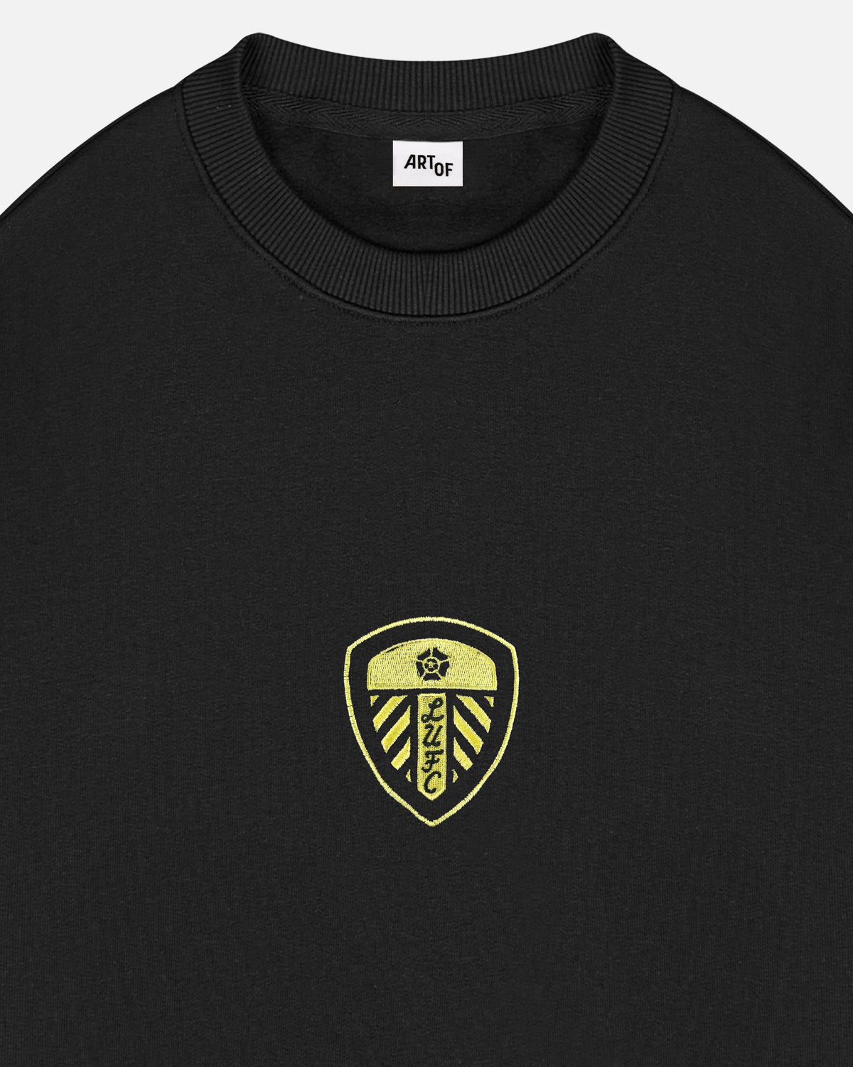 ART OF Leeds United Single Colour Crest Sweat | Black Football Jumper