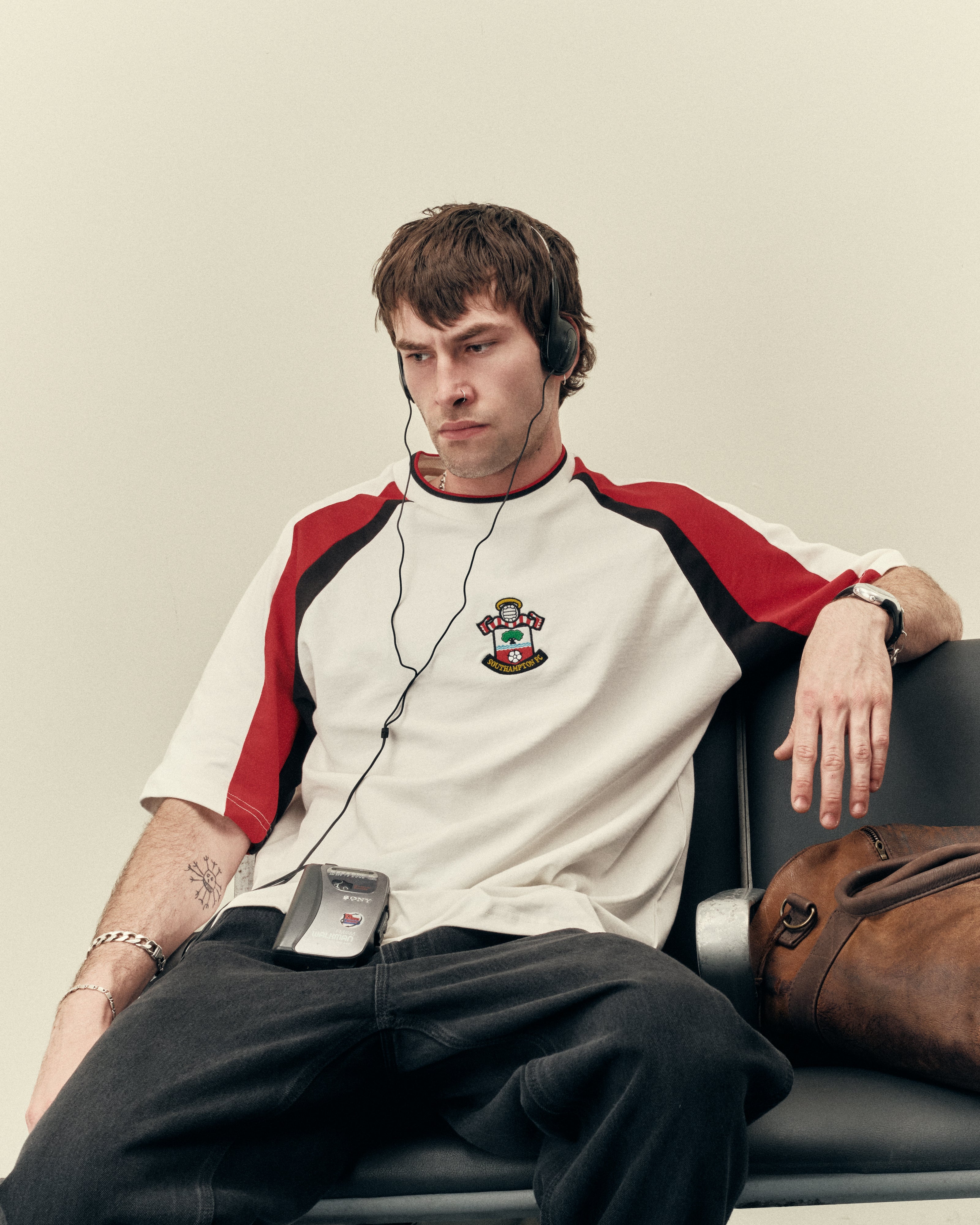 AOF x Southampton 90s Heavyweight Panelled T-shirt | Art of Football