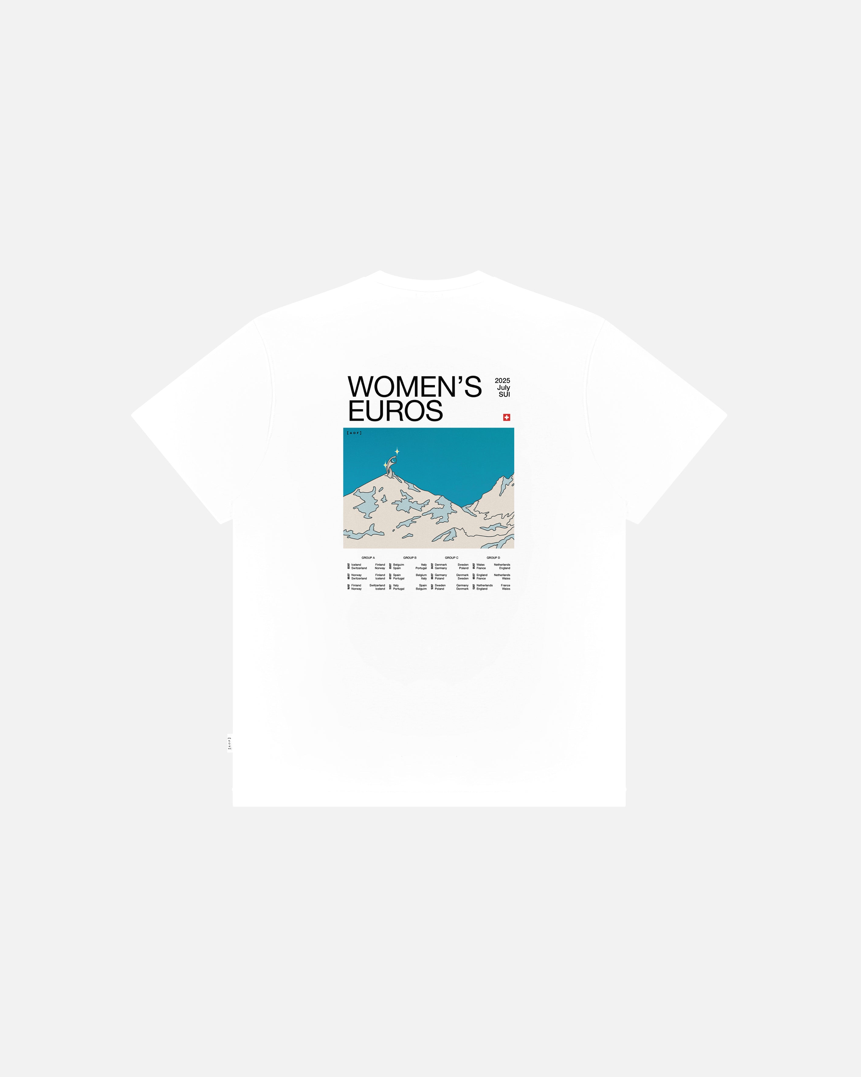 AOF Women's Euros 2025 Tour T-Shirt | White Graphic Tee | Art of Football