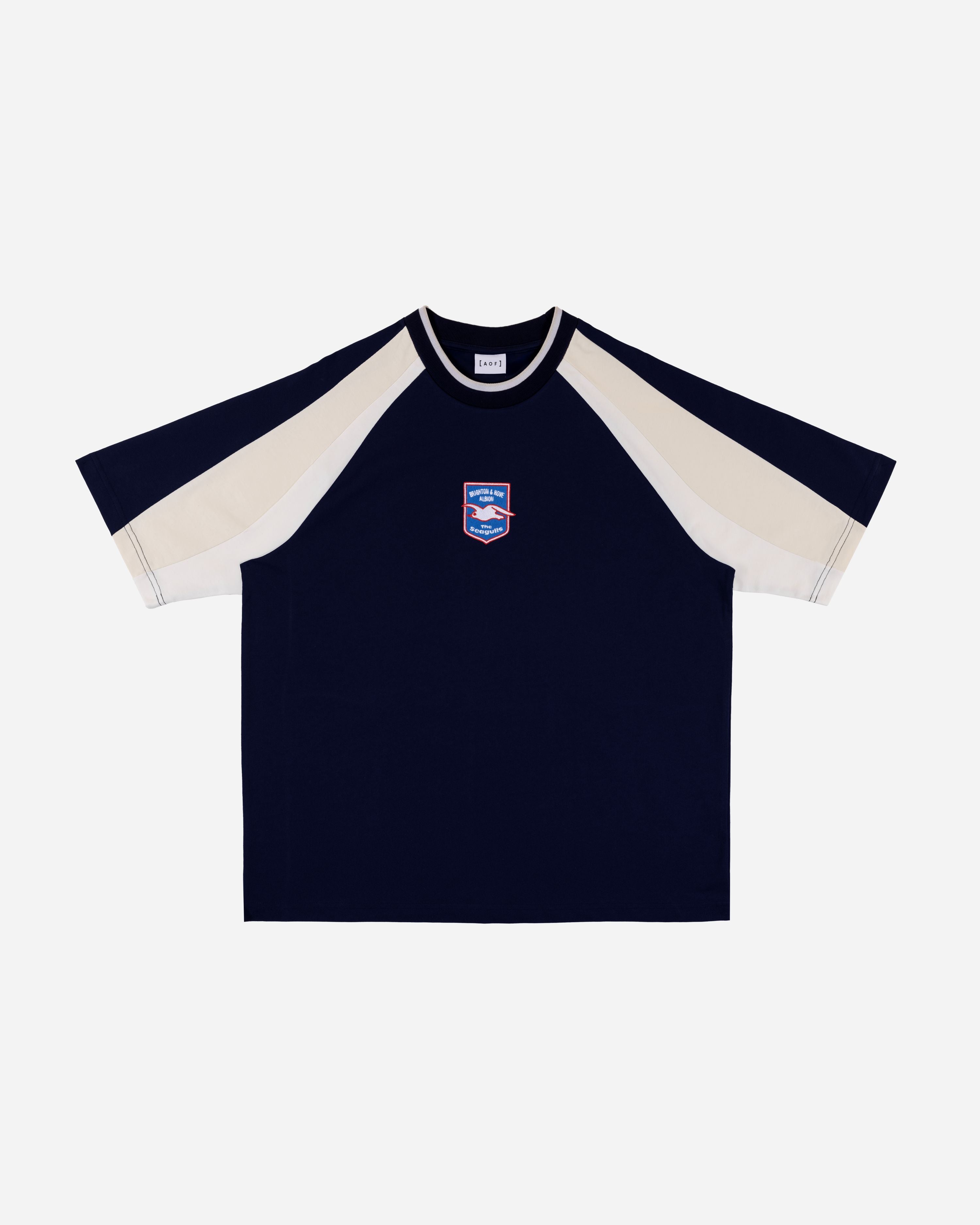 AOF x Brighton 90s Heavyweight Panelled T-shirt | Art of Football