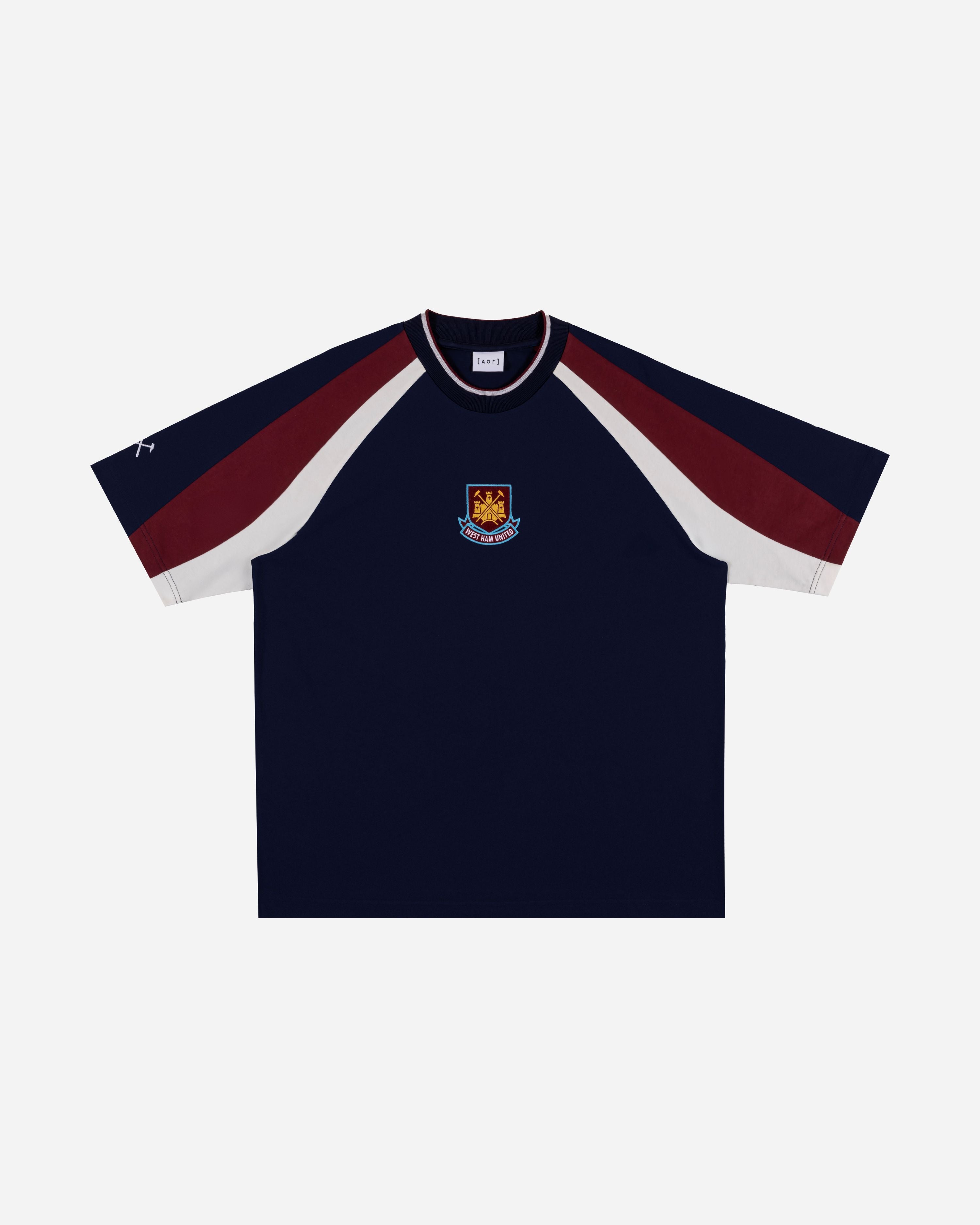 AOF x West Ham 90s Heavyweight Panelled T-shirt | Art of Football