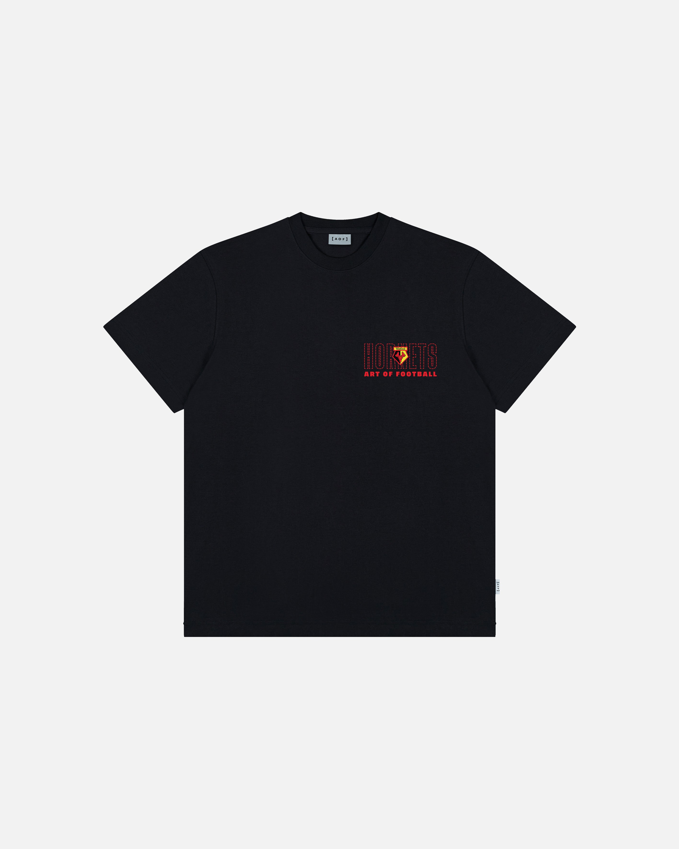 AOF Watford 90s Tee | Black Graphic T-shirt | Art of Football