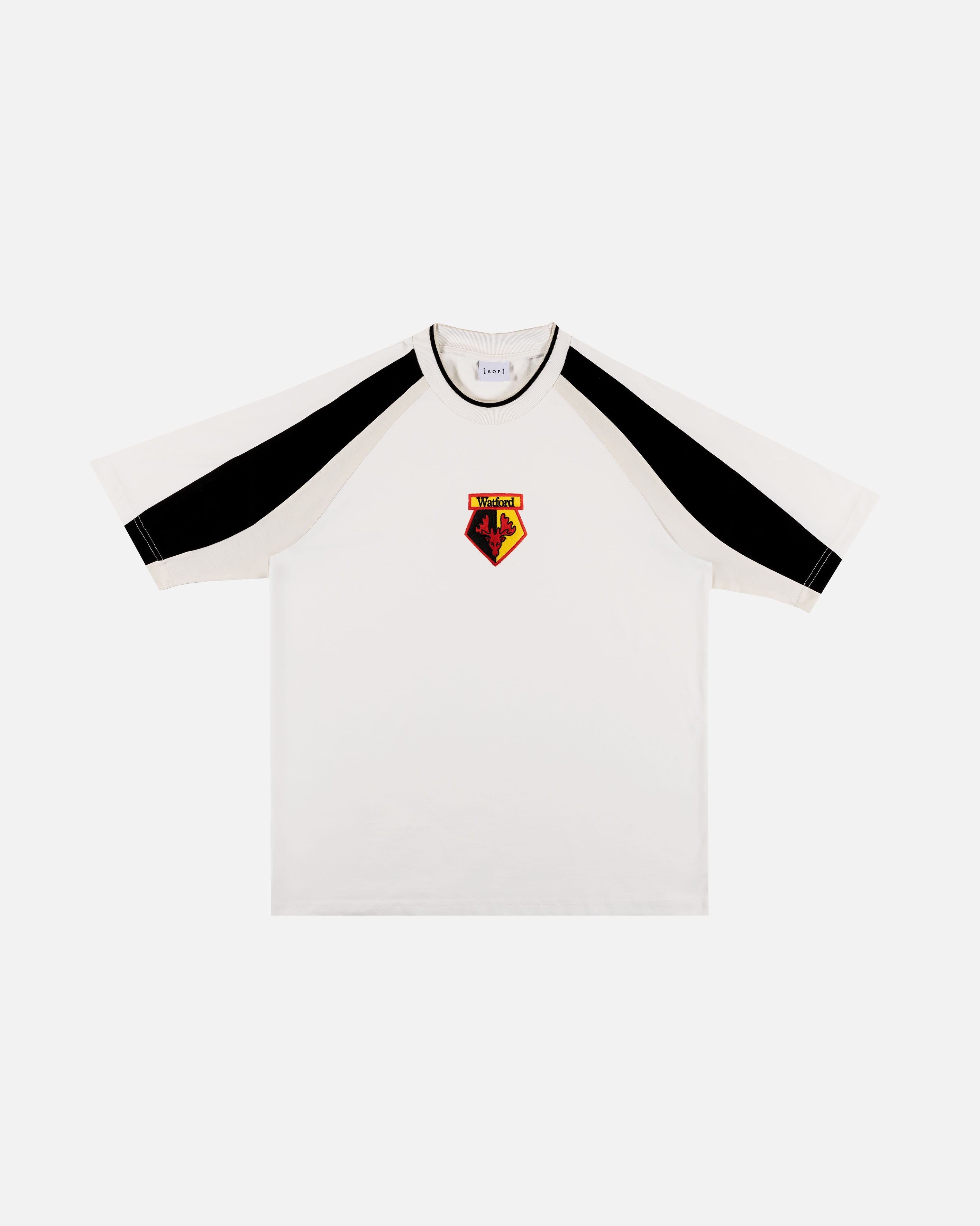 AOF x Watford 90s Heavyweight Panelled T-shirt | Art of Football