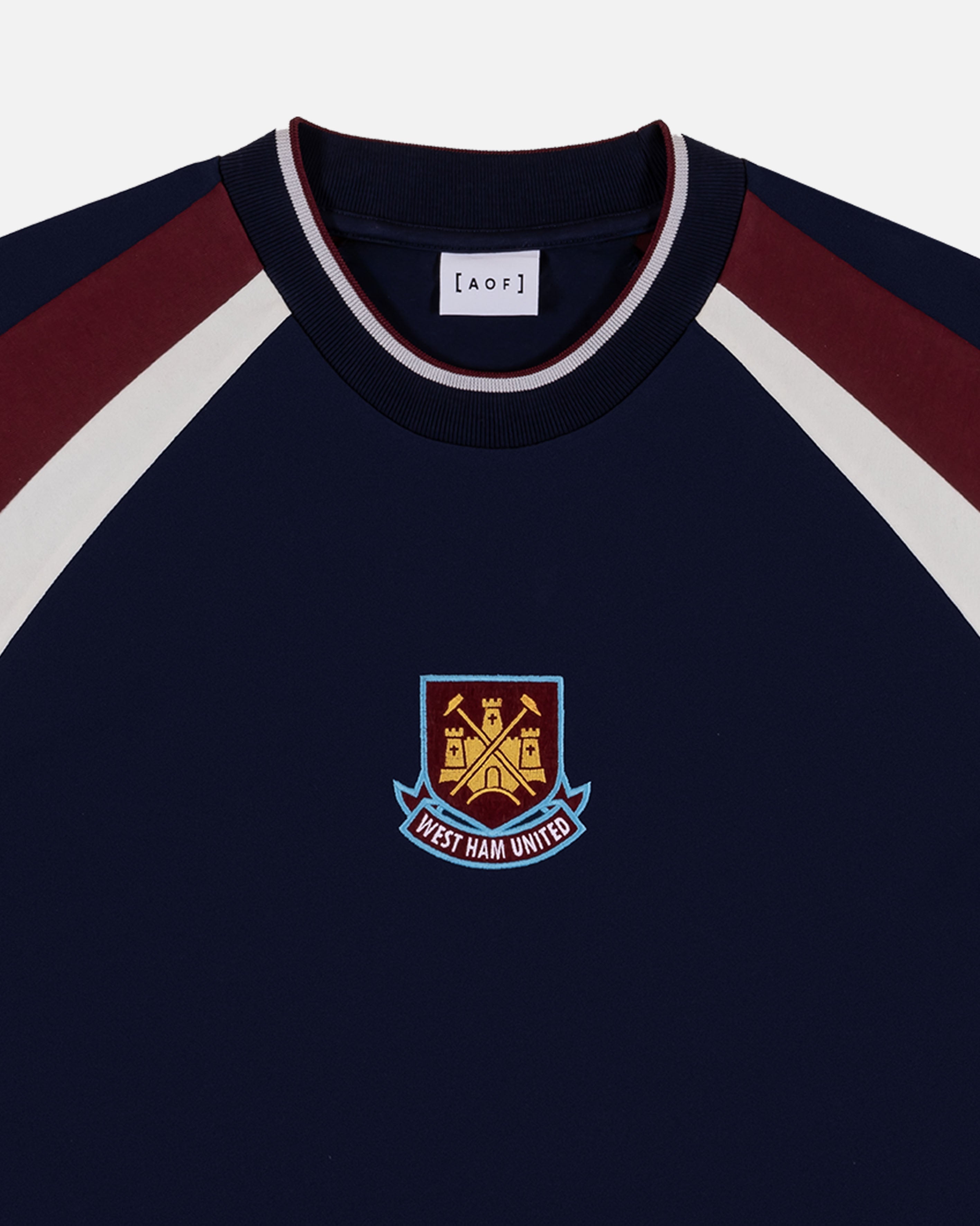 AOF x West Ham 90s Heavyweight Panelled T-shirt | Art of Football