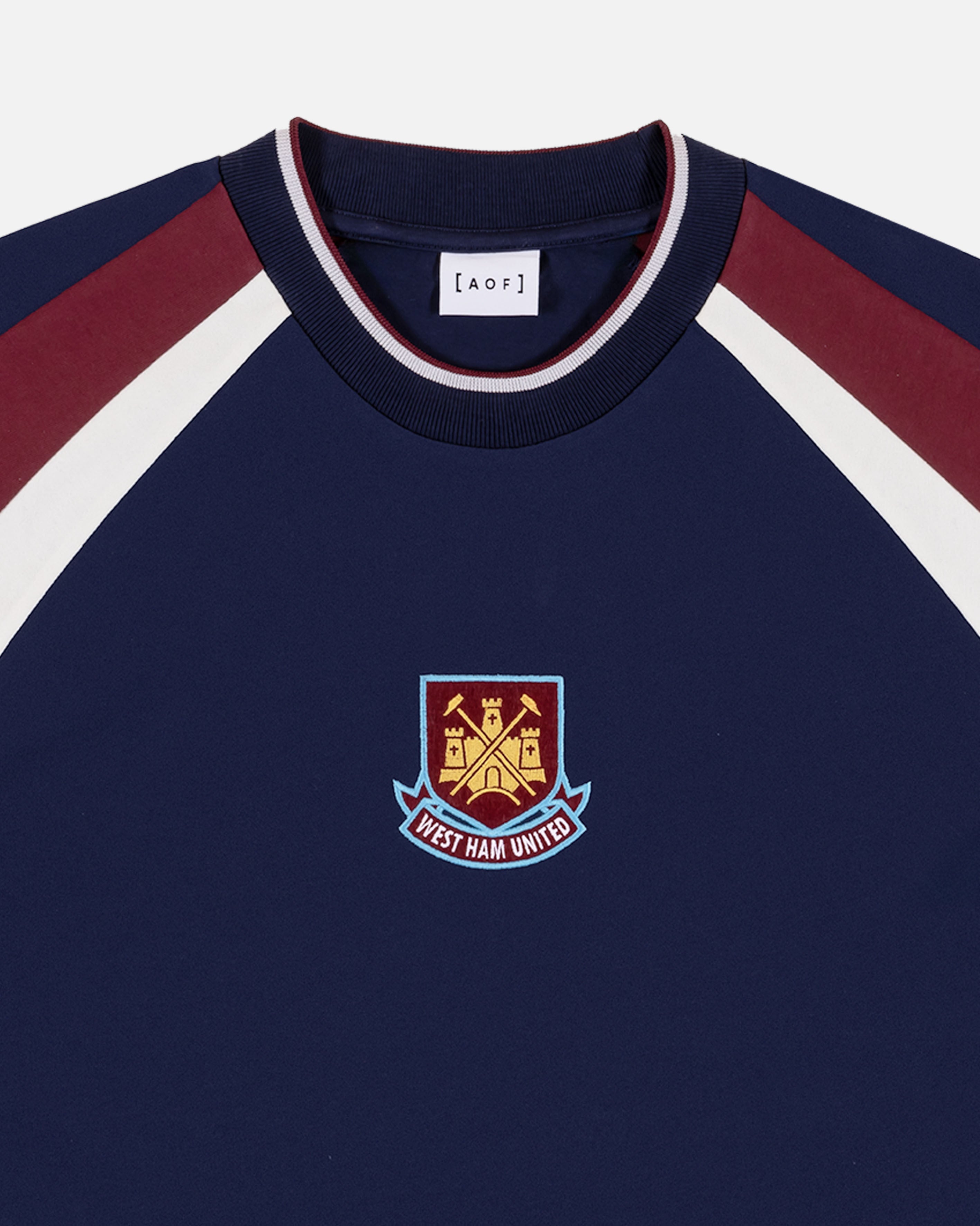 AOF x West Ham 90s Heavyweight Panelled T-shirt | Art of Football